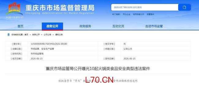 重庆曝光10起火锅食品安全违法案