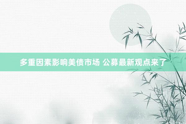 多重因素影响美债市场 公募最新观点来了