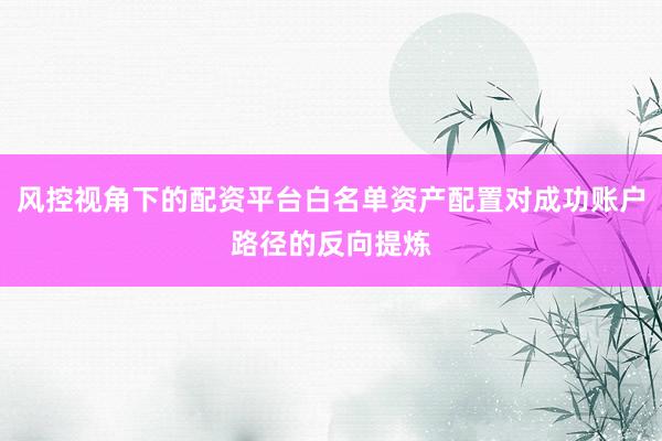 风控视角下的配资平台白名单资产配置对成功账户路径的反向提炼