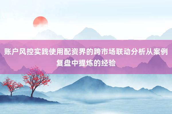 账户风控实践使用配资界的跨市场联动分析从案例复盘中提炼的经验