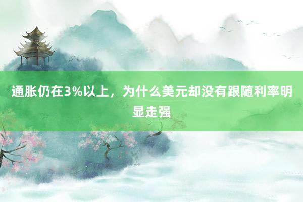 通胀仍在3%以上，为什么美元却没有跟随利率明显走强