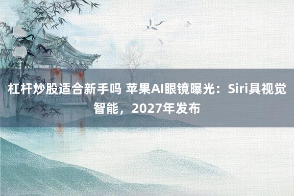 杠杆炒股适合新手吗 苹果AI眼镜曝光：Siri具视觉智能，2027年发布