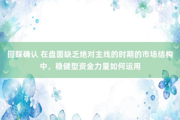 回踩确认 在盘面缺乏绝对主线的时期的市场结构中，稳健型资金力量如何运用