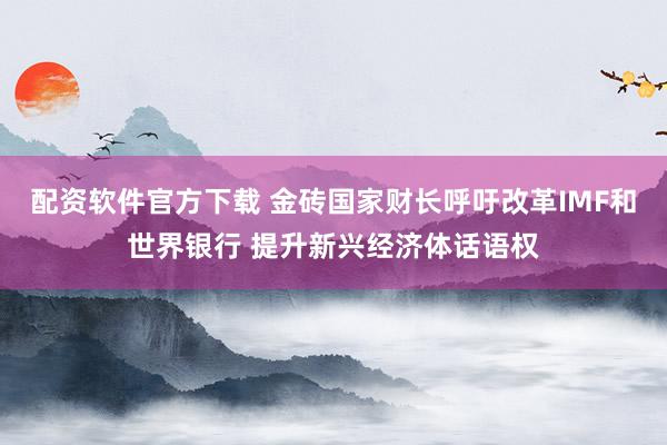 配资软件官方下载 金砖国家财长呼吁改革IMF和世界银行 提升新兴经济体话语权