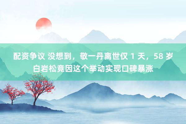 配资争议 没想到,敬一丹离世仅 1 天,58 岁白岩松竟因这个举动实现口碑暴涨