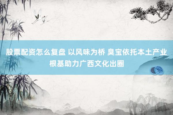 股票配资怎么复盘 以风味为桥 臭宝依托本土产业根基助力广西文化出圈