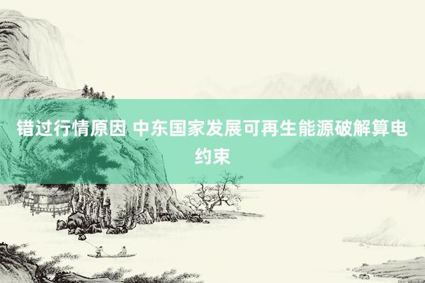 错过行情原因 中东国家发展可再生能源破解算电约束